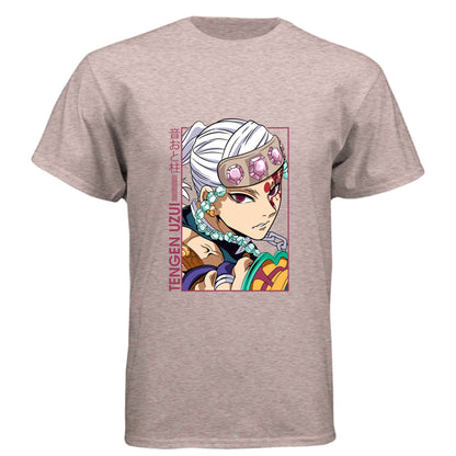 Demon Slayer Tengen Uzui T-Shirt - Sound Hashira Flamboyant Portrait Design | Premium Unisex Triblend Tee