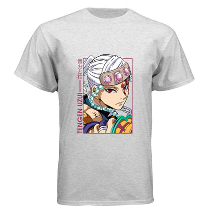 Demon Slayer Tengen Uzui T-Shirt - Sound Hashira Flamboyant Portrait Design | Premium Unisex Triblend Tee