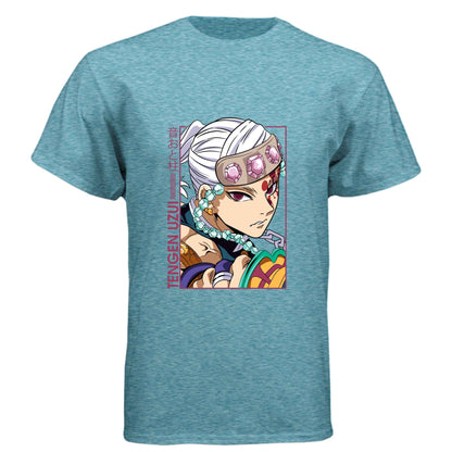 Demon Slayer Tengen Uzui T-Shirt - Sound Hashira Flamboyant Portrait Design | Premium Unisex Triblend Tee