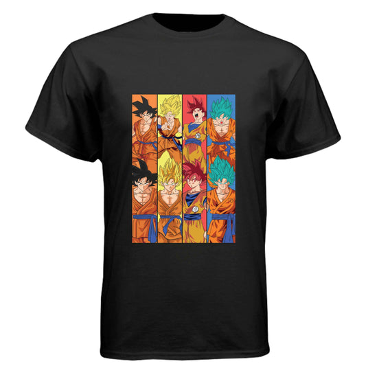Dragon Ball Z Goku T-Shirt - Super Saiyan Evolution Transformation Grid Design | Premium Unisex Triblend Tee
