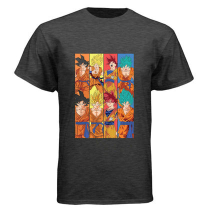 Dragon Ball Z Goku T-Shirt - Super Saiyan Evolution Transformation Grid Design | Premium Unisex Triblend Tee