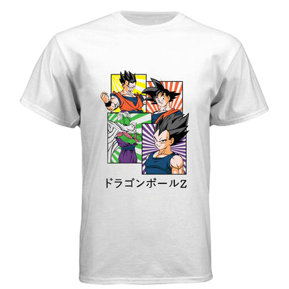 Dragon Ball Z Retro Squad T-Shirt - Goku Vegeta Gohan Piccolo 4-Panel Design | Premium Unisex Triblend Tee