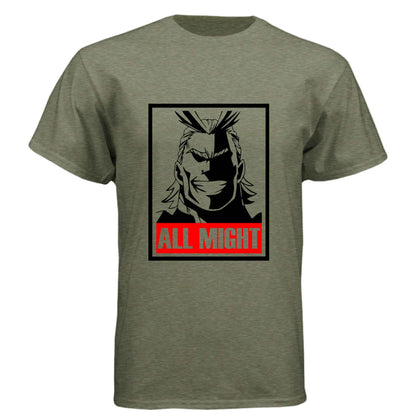 My Hero Academia All Might T-Shirt - Symbol of Peace Propaganda Poster Design | Premium Unisex Triblend Tee